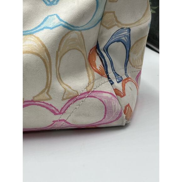 Coach 10674 Authenticated Hampton Multicolor Crayon Scribble‎ Nylon Handbag Tote - Picture 3 of 11